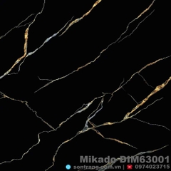 Gạch Porcelain 60x60 Mikado DIM63001 Đen tia chớp bóng - Men Kim cương