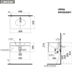 Lavabo + Tủ Treo CAESAR - LF5026+EH05026DDV