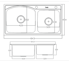 CHẬU INOX  TÂN MỸ 2 hố lệch Lucky LK8445R