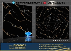 Gạch Porcelain 60x60 Mikado DIC66001 Đen tia chớp đen bóng - Men Kim cương