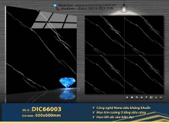 Gạch Porcelain 60x60 Mikado DIC66003 Đen tia chớp đen bóng - Men Kim cương