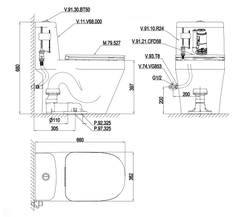 Bàn cầu một khối Viglacera V68