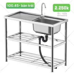 Chậu rửa bát có chân 1 hố  có bàn Trái (KT 100x45x80)