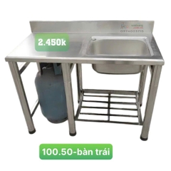 Chậu rửa bát có chân 1 hố  có bàn TRÁI (KT 100x50x80)