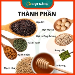 Thanh gạo lứt ngũ cốc mix hạt rong biển giảm cân ăn kiêng thêm hạt macca nhiều dinh dưỡng từ NÔNG SẢN GIỌT NẮNG