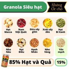 Granola Siêu Hạt Ít Yến Mạch Ăn Kiêng Ngũ Cốc Dinh Dưỡng Ăn Sáng Eat Clean từ Nông Sản Giọt Nắng