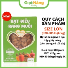 Hạt Điều Rang Muối Nguyên Lụa Bình Phước Loại 1 Chất Lượng Thơm Ngon Giòn Bùi Bổ Dưỡng từ Nông Sản Giọt Nắng
