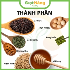 Thanh Gạo Lứt Ngũ Cốc Mix Hạt Rong Biển Thêm Hạt Macca Dinh Dưỡng Sạch Lành từ Nông Sản Giọt Nắng