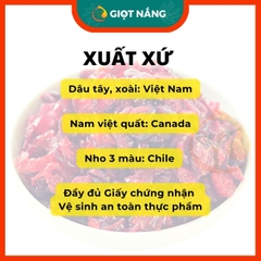 Trái cây sấy dẻo dinh dưỡng loại 1 dâu tây xoài nguyên miếng nam việt quất nho 250g từ Nông sản Giọt Nắng