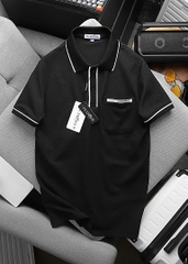 CS7983 - Áo Polo Nam Phối Viền Cổ Và Tay Áo Màu Đen Có Túi Lịch Lãm