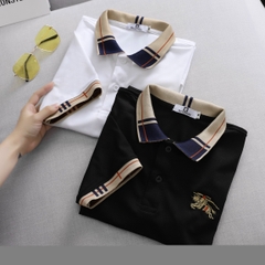 Áo Thun Cá Sấu Phối Viền Logo Thêu
