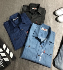 Áo Sơ Mi Denim 2 Túi Trước Ngực 3 Màu