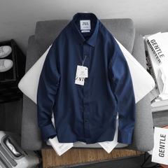 Áo Sơ Mi Xanh Đen Dài Tay Zara Basic