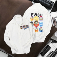 Áo Sơ Mi Nam Dài Tay Họa Tiết Sau Lưng EVISU Màu Trắng