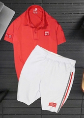 TRTDT 9901 - Set Áo Polo Nam Màu Đỏ Phối Quần Short Trắng Thể Thao