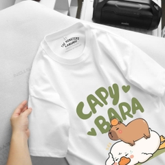 Áo Thun Tay Ngắn Cổ Tròn CAPY BARA Màu Đen