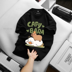 Áo Thun Tay Ngắn Cổ Tròn CAPY BARA Màu Vàng Kem Nhạt