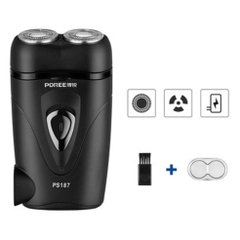 Máy cạo râu 2 lưỡi Poree PS187 tự mài sắc, cạo sạch không đau rát, sạc điện tiện lợi
