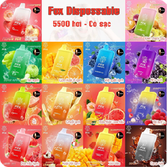 FOX Pod 15 vị 5500 hơi Disposable Vape / 15ml / 5% (50mg) / 550mAh - Type C / Mesh Coil