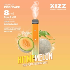 KIZZ Disposable 2500 puffs Hit-Me Melon (Dưa lưới) | 2%-3%-5% | 8ml | Mesh coil | 650mAh | USB Type C | vapeland.vn