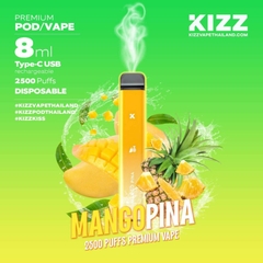 KIZZ Disposable 2500 puffs Mango Pina (Xoài Dứa) | 2%-3%-5% | 8ml | Mesh coil | 650mAh | USB Type C | vapeland.vn