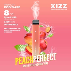 KIZZ Disposable 2500 puffs Peach Perfect (Đào) | 2%-3%-5% | 8ml | Mesh coil | 650mAh | USB Type C | vapeland.vn