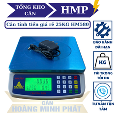 Cân Điện Tử Tính Tiền 25kg HM580 | Mâm INOX, Phím Tiếng Việt, Kèm Sạc | Cân Bán Hàng | Hoàng Minh Phát