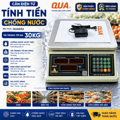 Cân Điện Tử Tính Tiền 30kg QUA832 | Chống Nước, Phím Tiếng Việt | Cân Bán Hàng