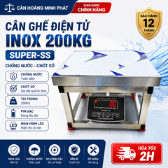 Cân Ghế Điện Tử 200kg SUPER-SS | FULL INOX, Chống Nước, Chốt Số | LED Đỏ Chính Xác