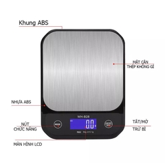 Cân điện tử 5KG/0.1G WH-B28 Chống Nước. SẠC USB