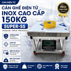 Cân Ghế Điện Tử 150kg INOX Chống Nước SUPER-SS | LED Xanh | Cân Hàng Hóa, Nông Sản, Động Vật