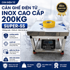 Cân Ghế Điện Tử 200kg INOX Chống Nước SUPER-SS | LED Xanh | Cân Hàng Hóa, Nông Sản, Động Vật