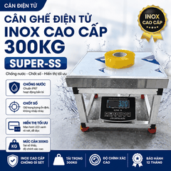 Cân Ghế Điện Tử 300kg INOX Chống Nước SUPER-SS | LED Xanh | Cân Hàng Hóa, Nông Sản, Động Vật