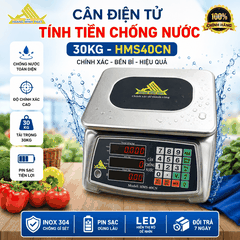 Cân Tính Tiền 30kg Chống Nước HMS-40CN | Cân Hải Sản, Thực Phẩm | Tiếng Việt