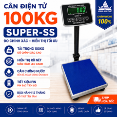 Cân Bàn Điện Tử 100KG SUPER-SS Led Xanh, Chống Nước, Chốt Số