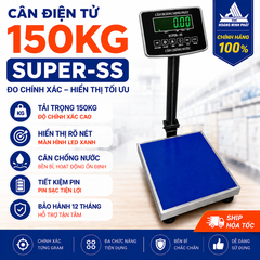 Cân Bàn Điện Tử 150KG SUPER-SS Led Xanh, Chống Nước, Chốt Số