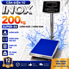 Cân Bàn Điện Tử INOX 200KG SUPER-SS Led Xanh