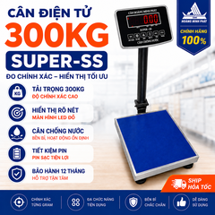 Cân Bàn Điện Tử 300KG SUPER-SS Led Đỏ, Chống Nước, Chốt Số