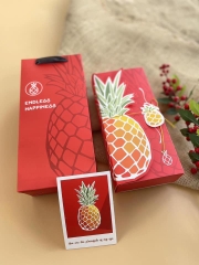 Bộ Túi Hộp Bánh Dứa Đỏ Buộc Dây