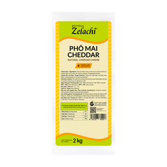 Phô mai Cheddar Natural Zelachi Block 2kg