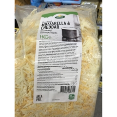 Phô mai mozzarella mix cheddar cheese Arla túi 1kg -  ARLA MOZZARELLA & RED CHEDDAR CHEESE