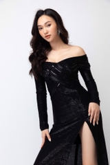 Đầm trễ vai Sblack