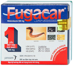 Fugacar Mebendazol 500 mg - Vị Trái cây