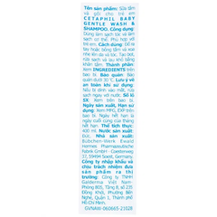 Sữa tắm gội Cetaphil Baby Gentle Wash and Shampoo 400ml