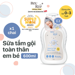 Sữa Tắm Gội Toàn Thân Cho Bé BZU BZU Head to Toe Baby Wash 600ml