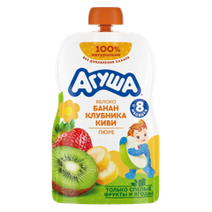 Trái cây nghiền Agusha vị táo, chuối, dâu tây và kiwi
