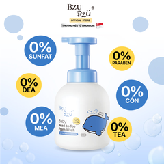 Sữa tắm gội Bzu Bzu Baby Head-to-Toe Foam Wash (Aloe Vera & Chamomile) - 300ml