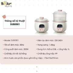 Nồi nấu chậm Bear 0,8L SUBE001