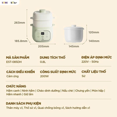 Nồi nấu chậm 0.8 lít Bear EST-085DH