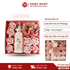 [Hộp Hồng] Hộp Quà Sữa Tắm Hoa Trà Camellia Weilaiya 450ml